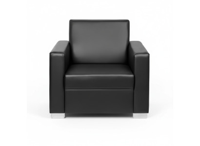 Schwarzer Ledersessel Designer Polster Einsitzer Wohnzimmer Relax Sitzer