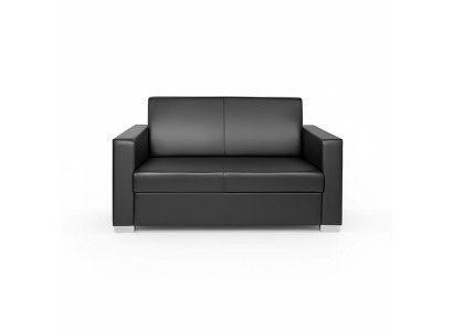 Schwarzes Leder Sofa Zweisitzer Couch Lounge 2-Sitzer Moderner Club 2-er