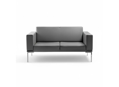 Grauer Büro Stil 2-Sitzer Designer Polstersofa Kunstleder Couchen 2-er
