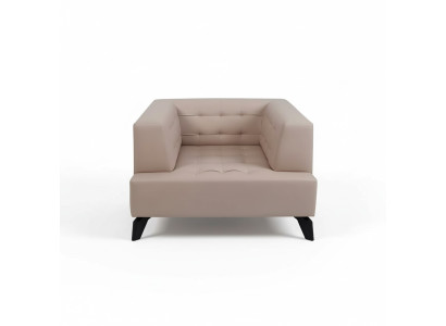Luxus Beiger Ledersessel Polster Lounge Einsitzer Relax Clubsessel Stil