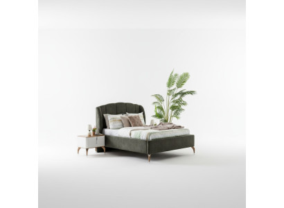 Bett Grau Doppelbetten Modern Bettgestell Luxus Design Bettrahmen Holz Neu