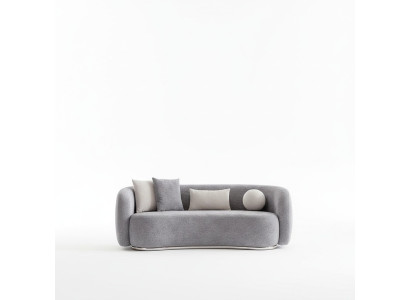 Sofa 4 Sitzer Polstersofa Grau Textill Sitz Design Stoff Modern Couch Sofas