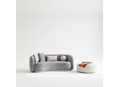 Moderne Design Grau Couch Sofa 4er Sitz Polster Sofa Möbel Hocker neu