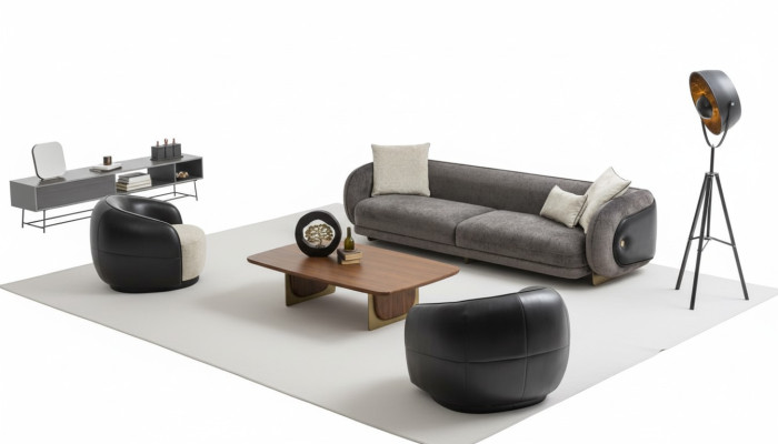 Moderner Grau Sofagarnitur set 3 Sitzer Sofas 2x Sessel Wohnzimmer set
