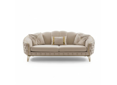Moderne Chesterfield Beige Wohnzimmer Sofagarnitur x2 3 Sitzer Polstersessel