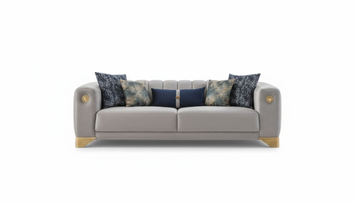 Polstersofa x2 3-Sitzer Sofas Textil Sitz Design Sofas Modern Neu