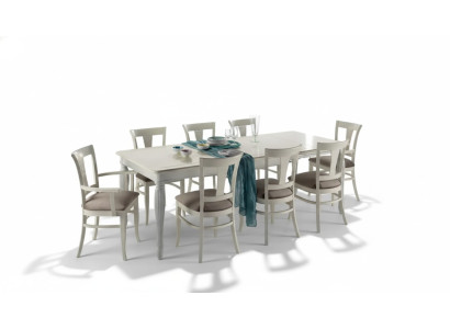 Komplett Set Esstisch 8x Stühle Luxus Esszimmer Garnitur Weiß Italien