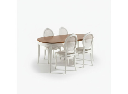 Esstisch Garnitur Ovaler Tisch Essgruppe Esstisch mit 4x Stühle Esszimmer