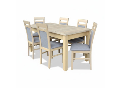 Esstisch + 6x Stühle Esszimmer Garnitur Designer Holz Klassische Set