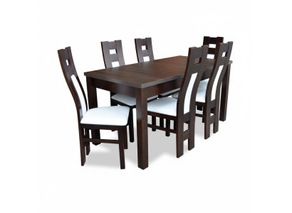 Klassischer Esstisch Tisch Holz Esszimmer Garnitur 6x Stühle Set Braun