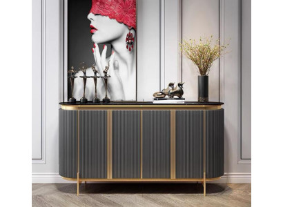 Anrichte Sideboard Luxus Designer Holz Regal Schrank Möbel Grau Kommode