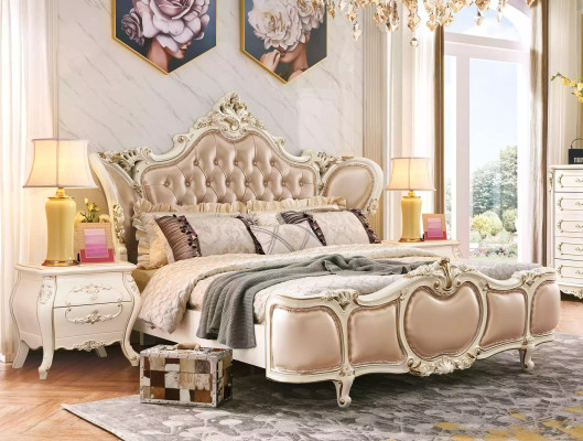 klassische Möbel Schlafzimmer Set Bett 2x Nachttische Kommode Luxus Set 4tlg