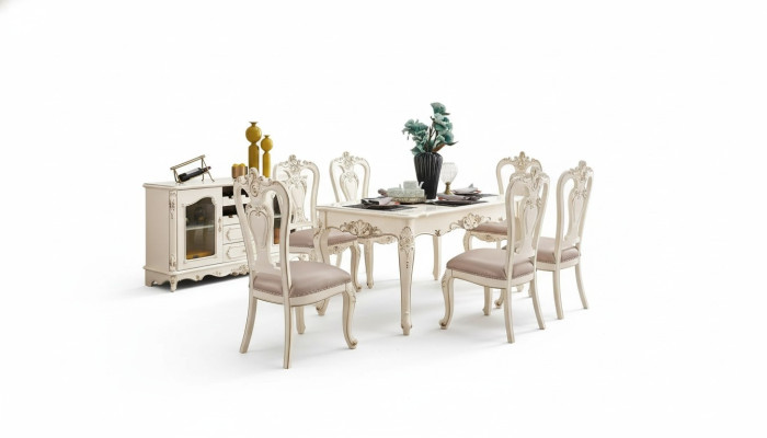 Esszimmer set Möbel für Ihr InteriCHF perlweiße klassische Möbel aus 8tlg