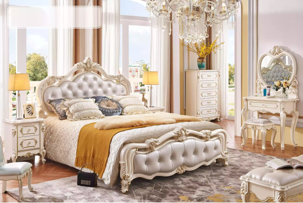 Schlafzimmer Set chesterfield Bett + 2x Nachttische Holz Luxus 3tlg InteriCHF