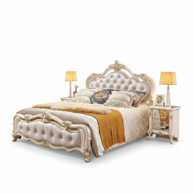 Schlafzimmer Set chesterfield Bett + 2x Nachttische Holz Luxus 3tlg InteriCHF