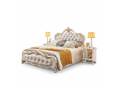 Schlafzimmer Set chesterfield Bett + 2x Nachttische Holz Luxus 3tlg InteriCHF