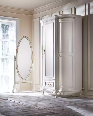 Wohnzimmer Bodenspiegel Spieglein Holzrahmen Oval weiß Standspiegel Spiegel