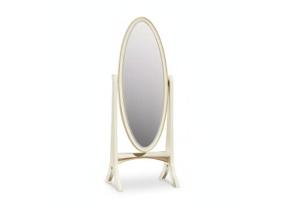 Wohnzimmer Bodenspiegel Spieglein Holzrahmen Oval weiß Standspiegel Spiegel
