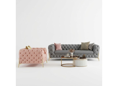 Sofagarnitur 3+1 Sitzer Set Design Sofas Polster Leder Relax Moderne Möbel