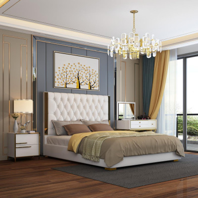 Doppel Hotel Betten Schlaf Zimmer Leder Modern Bett Polster