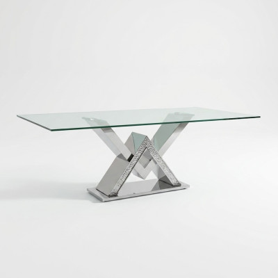 Luxus Esstisch Säulentisch Silber Esstische Esszimmer Tisch Glastisch