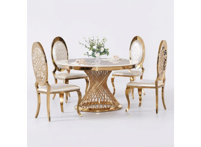 Runder Tisch Goldener Fuß Chrom Rundtisch Tische Esstische Luxus 130cm