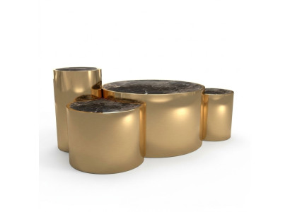 Goldener Couchtisch Wohnzimmer Beistelltisch Modernes Design Glasplatte