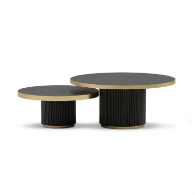 Designer Couchtisch Set 2x Couchtische Wehnzimmer Edelstahl Möbel Tisch