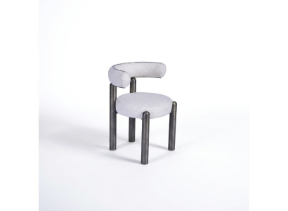Designer Weißer Stuhl Esszimmer Stühle Polster Textil Einsitzer Metalfüße