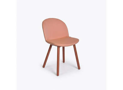 Hell Oranger Polsterstuhl mit Holzfüßen Designer Stühle Esszimmer Möbel