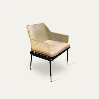 Luxuriöser Einsitzer Designer Sessel mit Edelstahl Elementen Neue Stühle
