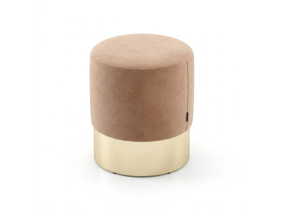 Beiger Fußhocker Designer Pouf Beistellhocker Polster Sitzmöbel Textil