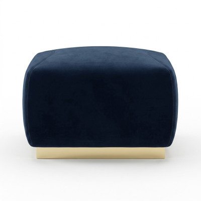 Designer Luxus Blauer Hocker Mit Edelstahlrand Polster Textil Möbel Neu