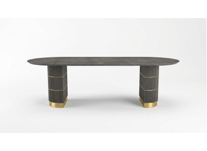 Grauer Designer Esstisch Esszimmer Möbel Mit Metallfüßen Holzgestell Tisch