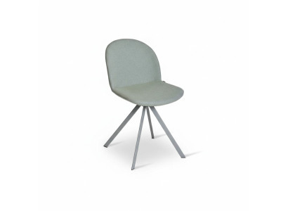 Grauer Polster Eszimmerstuhl Designer Einsitzer mit Edelstahlfüßen Neu