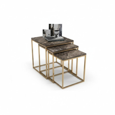 Edelstahl Beistelltisch Set Designer Couchtische Wohnzimmer Einrichtung