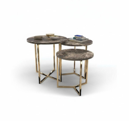 Designer 3x Marmor Beistelltische Luxus Wohnzimmer Tische Couchtische Tisch