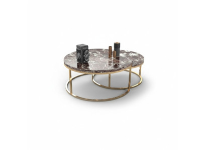 Luxus Marmor Couchtisch + Beistelltisch Set Runde Wohnzimmer Tische 2tlg