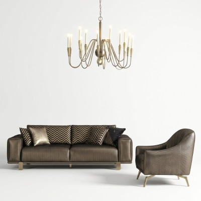 Sofa 3 Sitzer mit Sessel Luxus Designen 3+1 Sitz Couchgarnitur Möbel