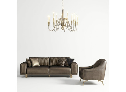 Sofa 3 Sitzer mit Sessel Luxus Designen 3+1 Sitz Couchgarnitur Möbel