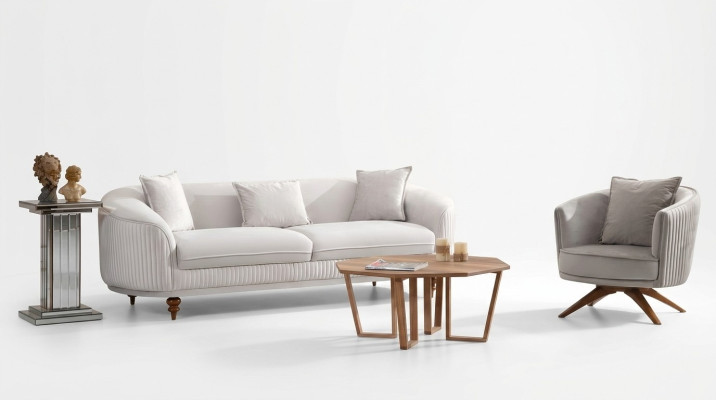 Sofa 3 Sitzer Elegantes Sessel Modern Luxus Design Holz Möbel Polster