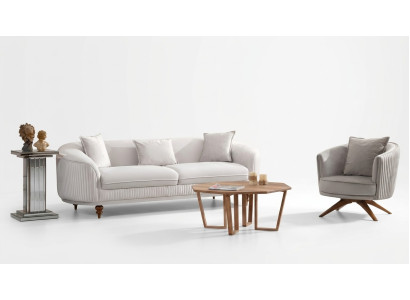 Sofa 3 Sitzer Elegantes Sessel Modern Luxus Design Holz Möbel Polster