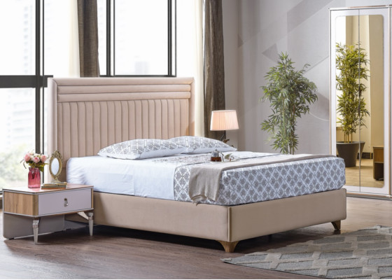 Modern Schlafzimmer Set Bett 2x Nachttische Schrank Neu Luxus