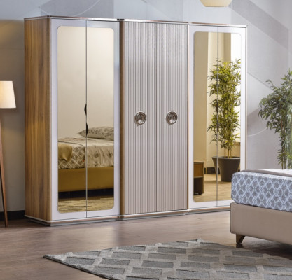 Modern Schlafzimmer Set Bett 2x Nachttische Schrank Neu Luxus