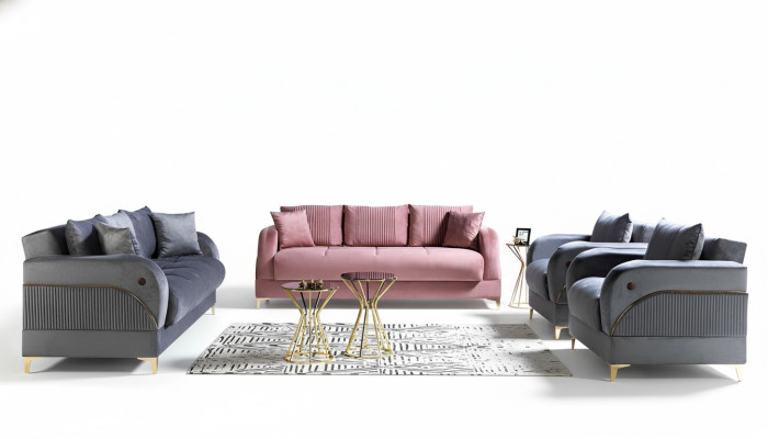 Sofagarnitur 3+3+1+1 Sitzer Textil Modern Komplett Sessel Sofa 3 Sitzer Luxus