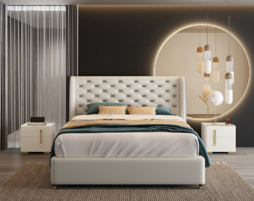 Schlafzimmer Möbel Designer Bett Bettgestell Doppelbetten Eleganz Holz