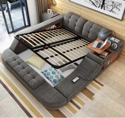 Design Bett Polster Betten Hotel Massage Funktion Multifunktion Regal