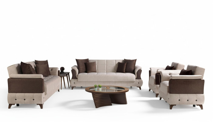 Modern Sofagarnitur Sessel Textil Sofa Luxus Komplett Luxus 3+2+1+1 Sitzer