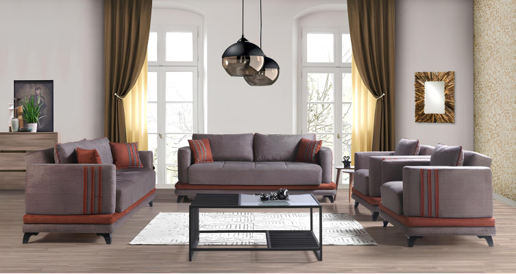 Design Modernes Wohnzimmer Set Sofagarnitur 3+2+1+1 Grau Wohnzimmer Möbelset