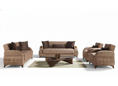 Designer Sofagarnitur 3+2+1+1 Sitzer Couch Polster Sitzpolster Braun Set
